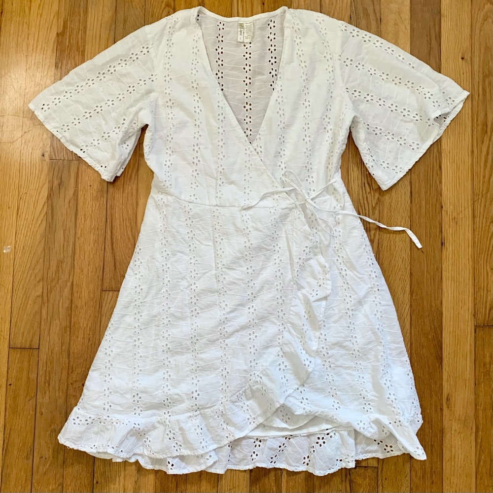 Japna White Eyelet Wrap Dress